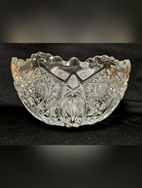 Vintage L.E. Smith Quintec Heritage 8.5" Fruit Bowl Heavy Pressed Glass